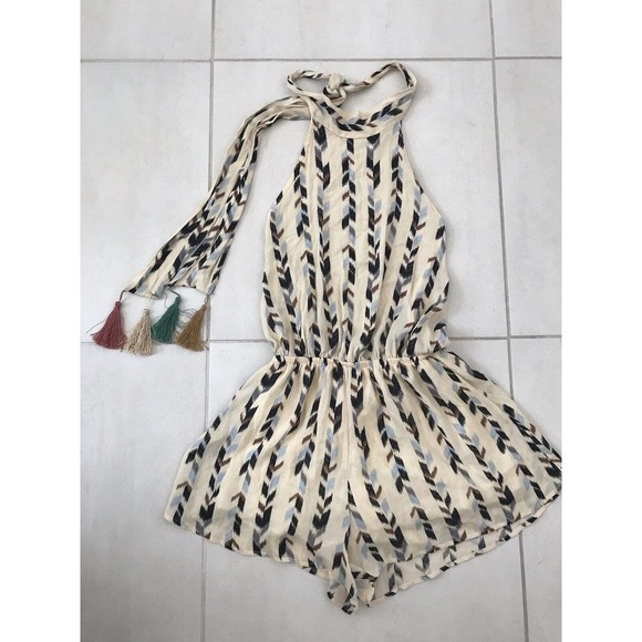 No Brand Pants - Stylish Cream Patterned Jumpsuit